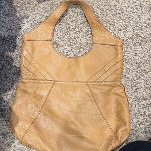 Lucky Brand Brown Leather Shoulder Bag about 14" wide